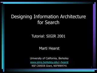 Designing Information Architecture for Search
