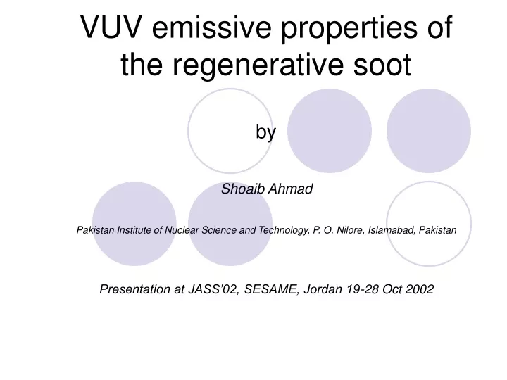 vuv emissive properties of the regenerative soot