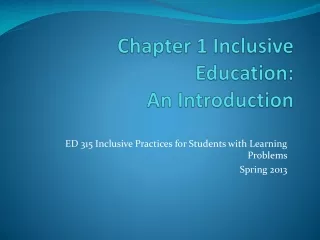 Chapter 1 Inclusive Education:  An Introduction