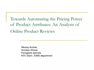 Towards Automating the Pricing Power of Product Attributes: An Analysis of Online Product Reviews