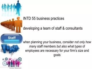 INTD 55 business practices developing a team of staff &amp; consultants