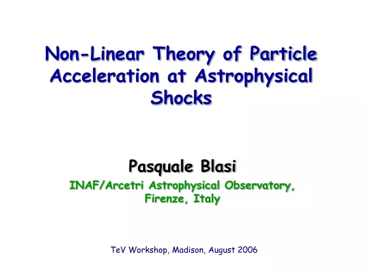 non linear theory of particle acceleration at astrophysical shocks