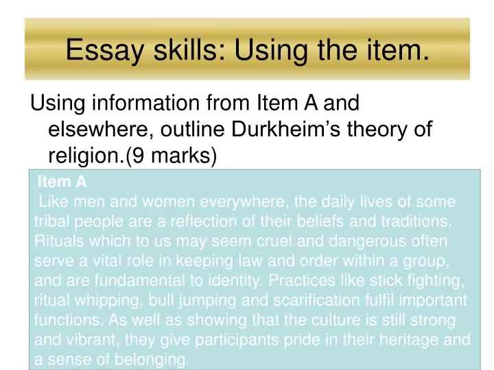 essay skills using the item