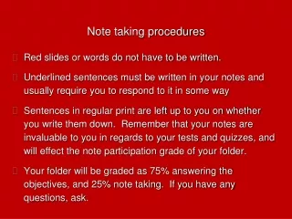 Note taking procedures