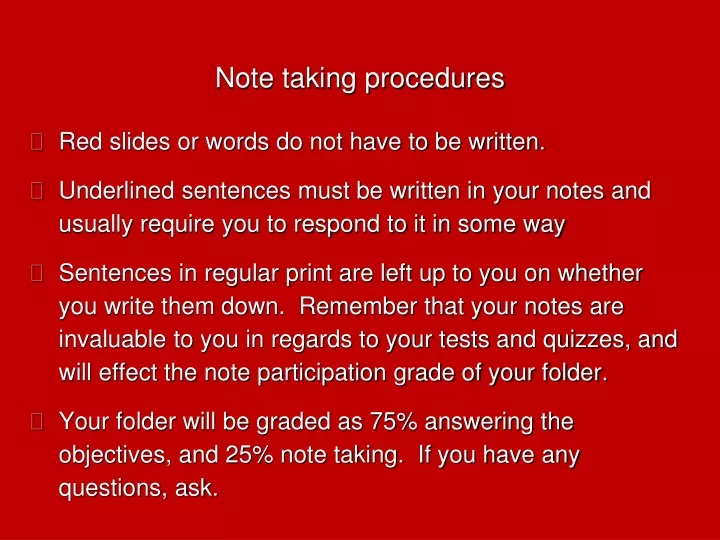 note taking procedures