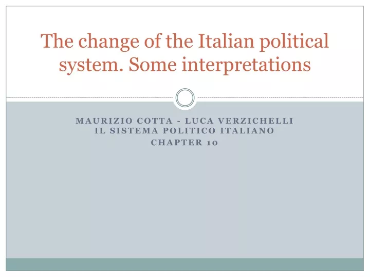 the change of the italian political system some interpretations