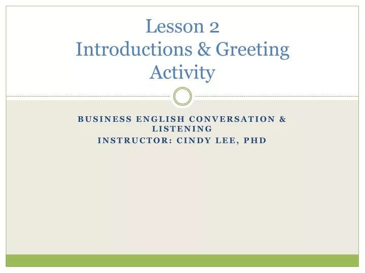 lesson 2 introductions greeting activity