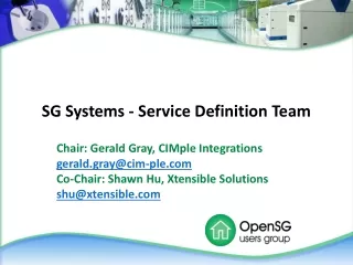 SG Systems - Service Definition Team
