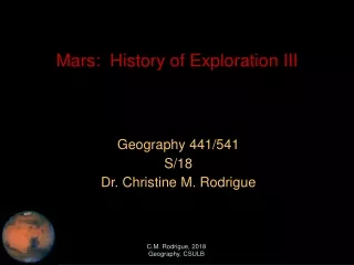 Mars:  History of Exploration III