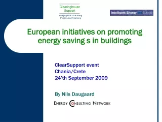 European initiatives on promoting    energy saving s in buildings