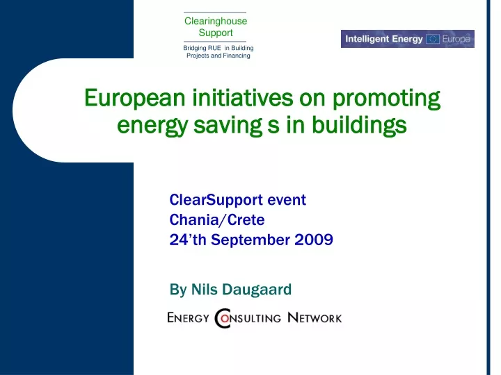 european initiatives on promoting energy saving s in buildings