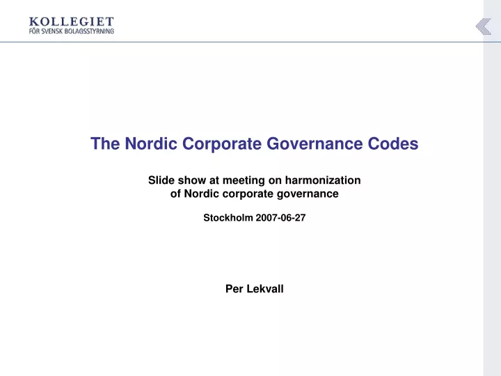 the nordic corporate governance codes slide show