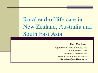 Rural end-of-life care in New Zealand, Australia and South East Asia