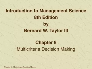 Chapter 9 Multicriteria Decision Making