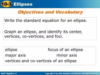 Write the standard equation for an ellipse.