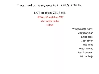 Treatment of heavy quarks in ZEUS PDF fits