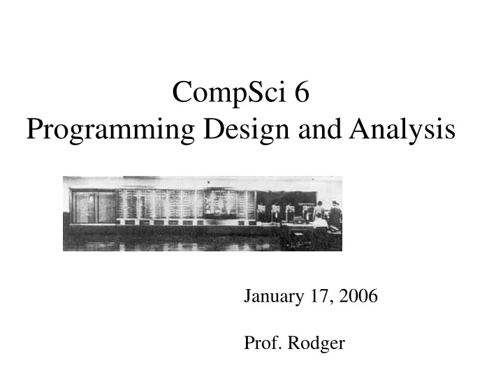 compsci 6 programming design and analysis
