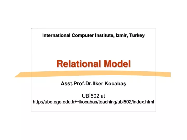 international computer institute izmir turkey relational model
