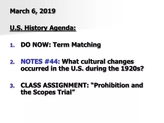 March 6, 2019 U.S. History Agenda: DO NOW: Term Matching