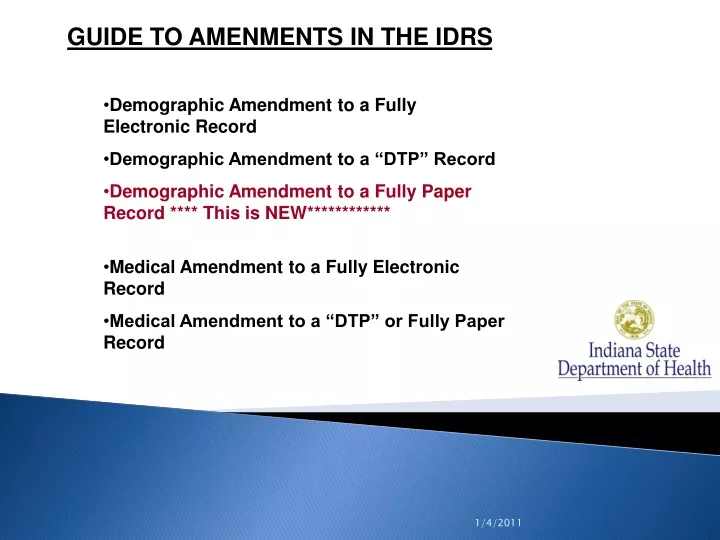 guide to amenments in the idrs demographic