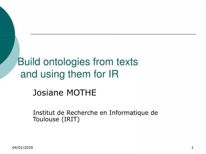 build ontologies from texts and using them for ir