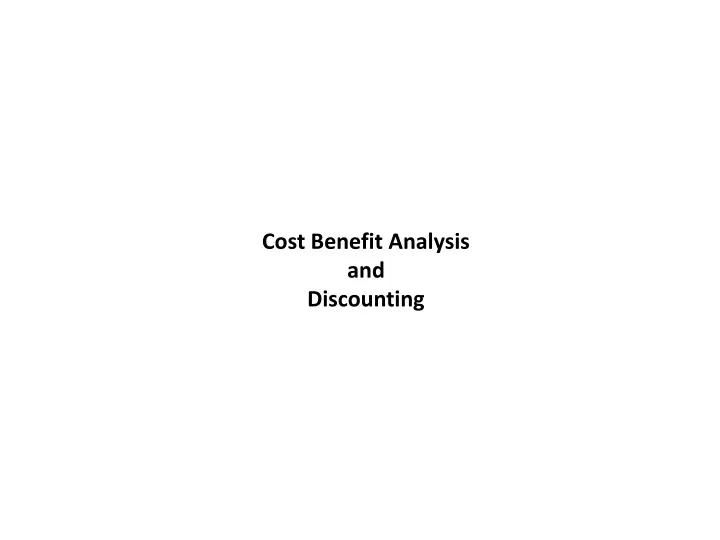 cost benefit analysis and discounting