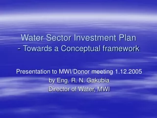 Water Sector Investment Plan -  Towards a Conceptual framework