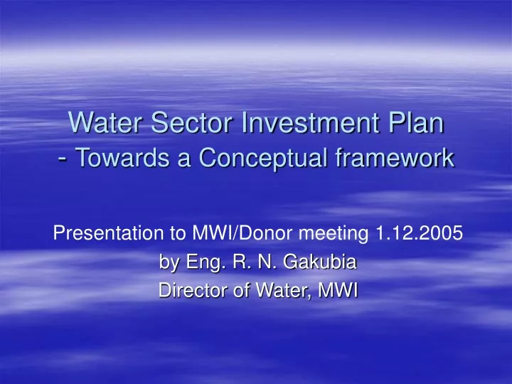 water sector investment plan towards a conceptual framework