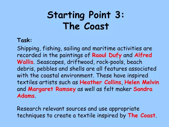 starting point 3 the coast