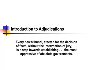 Introduction to Adjudications