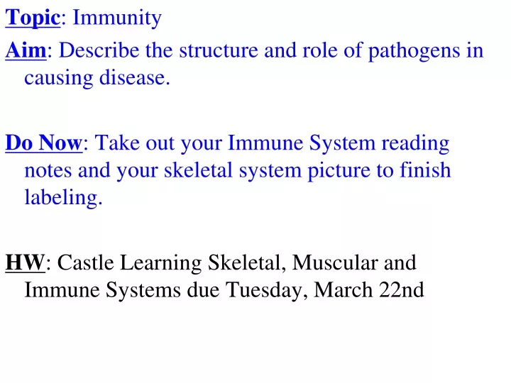 topic immunity aim describe the structure