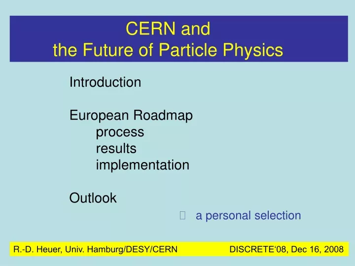 cern and the future of particle physics