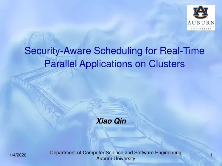 security aware scheduling for real time parallel applications on clusters