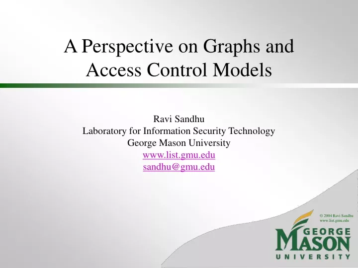 a perspective on graphs and access control models