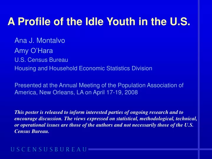 a profile of the idle youth in the u s