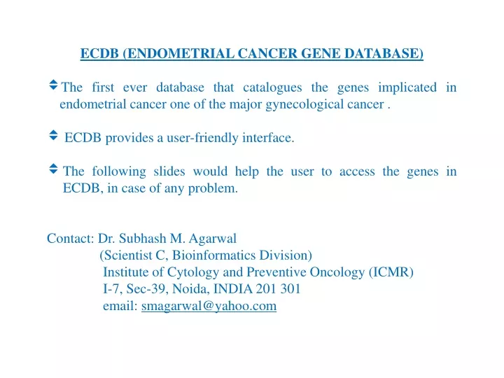 ecdb endometrial cancer gene database the first