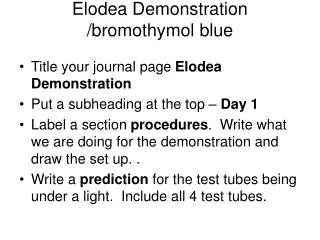 Elodea Demonstration /bromothymol blue