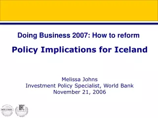 Doing Business 2007: How to reform