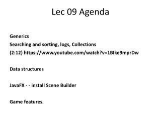 Lec 09 Agenda