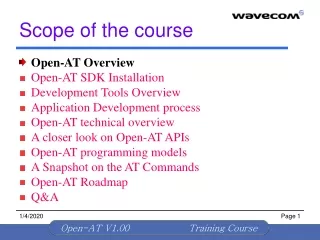 Scope of the course