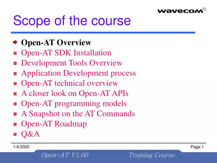 scope of the course