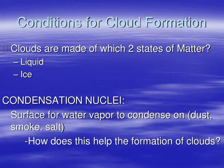 conditions for cloud formation