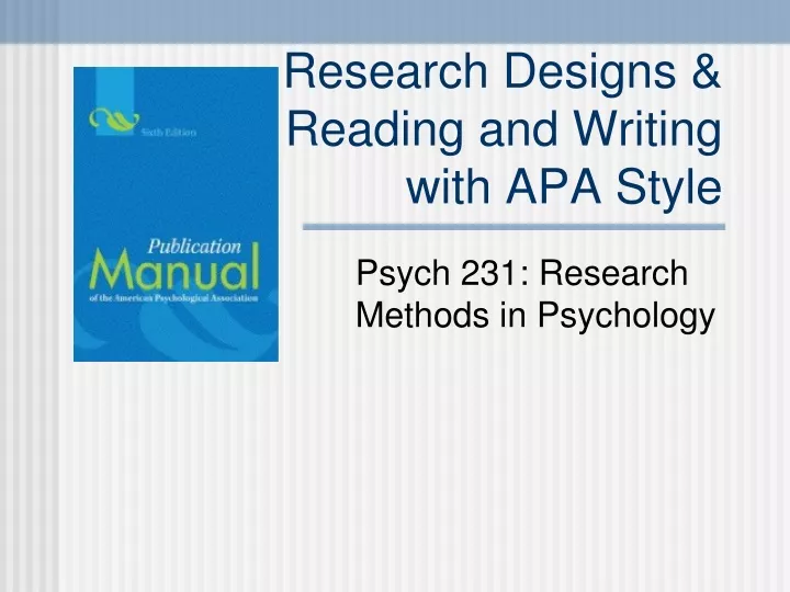 research designs reading and writing with apa style