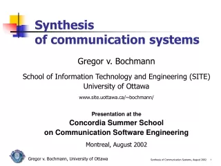 Synthesis  of communication systems