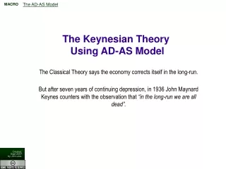 The Keynesian Theory  Using AD-AS Model
