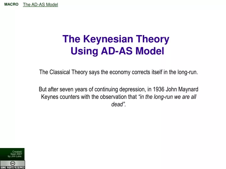the keynesian theory using ad as model