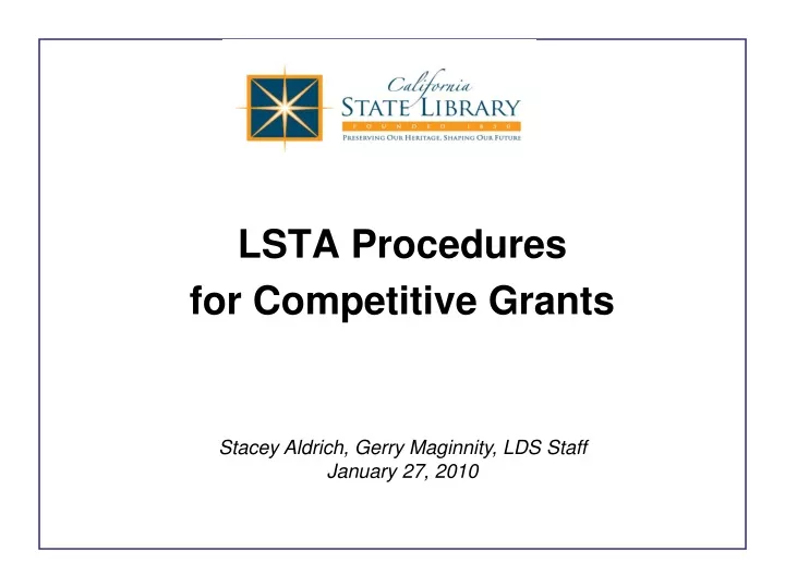lsta procedures for competitive grants
