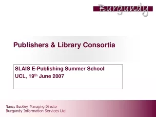 Publishers &amp; Library Consortia