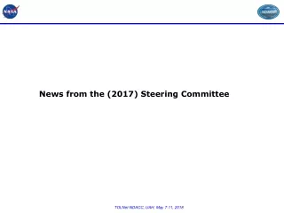 News from the (2017) Steering Committee