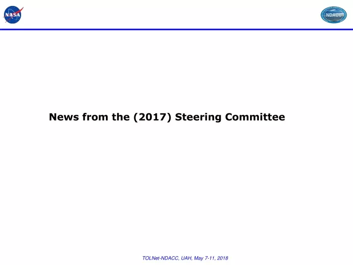 news from the 2017 steering committee